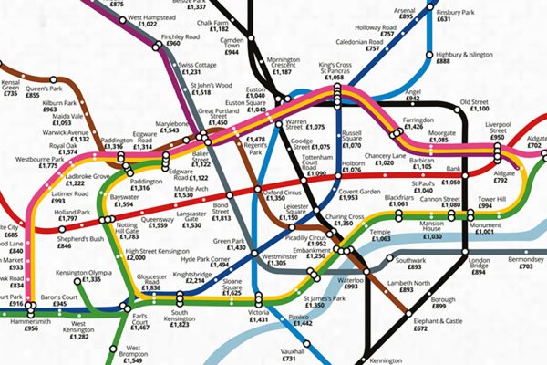 Tube Map of London Housing Prices